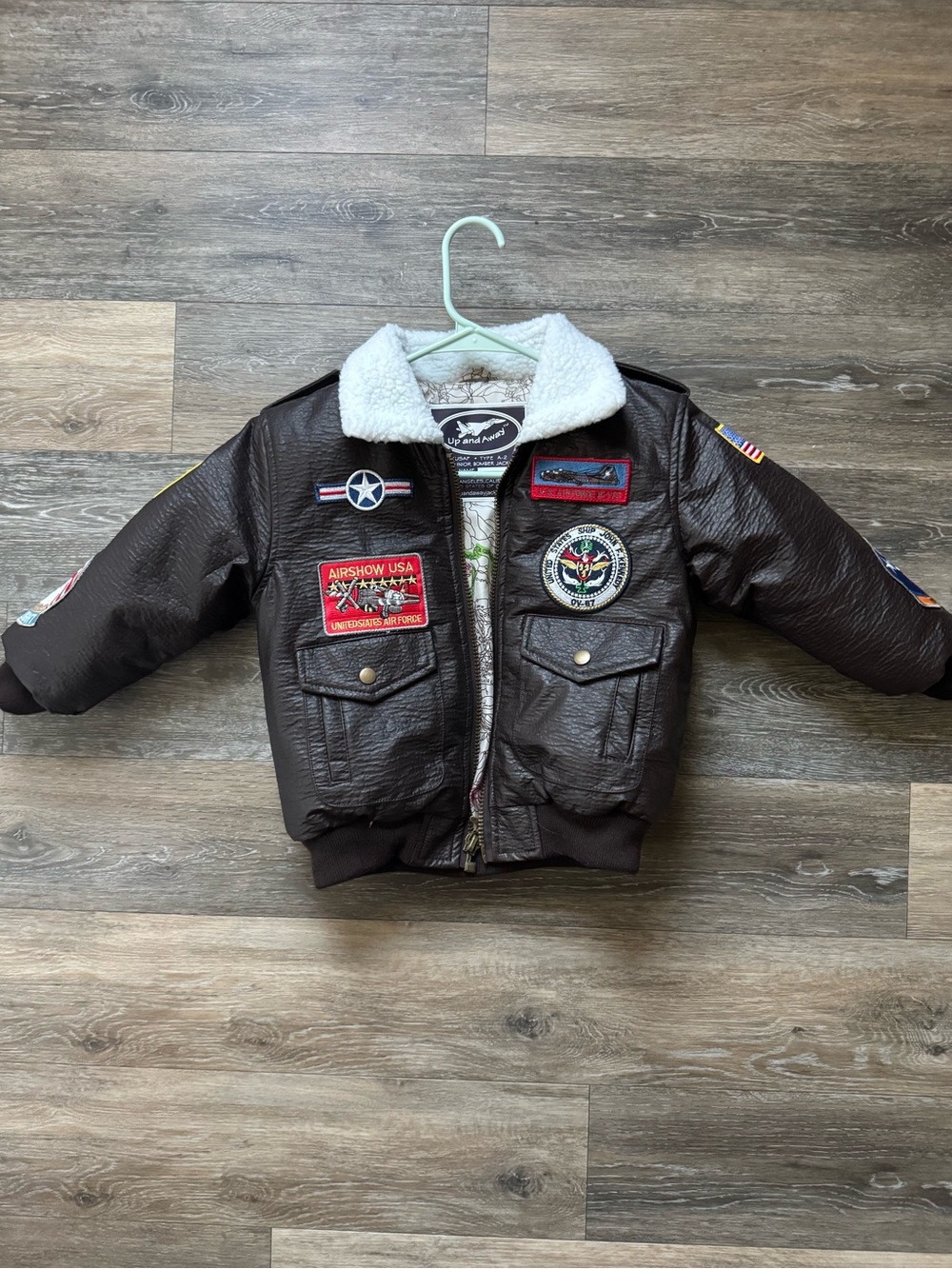 NWOT Up and Away Children's Medium-Weight A-2 Bomber Jacket in Brown sz 6